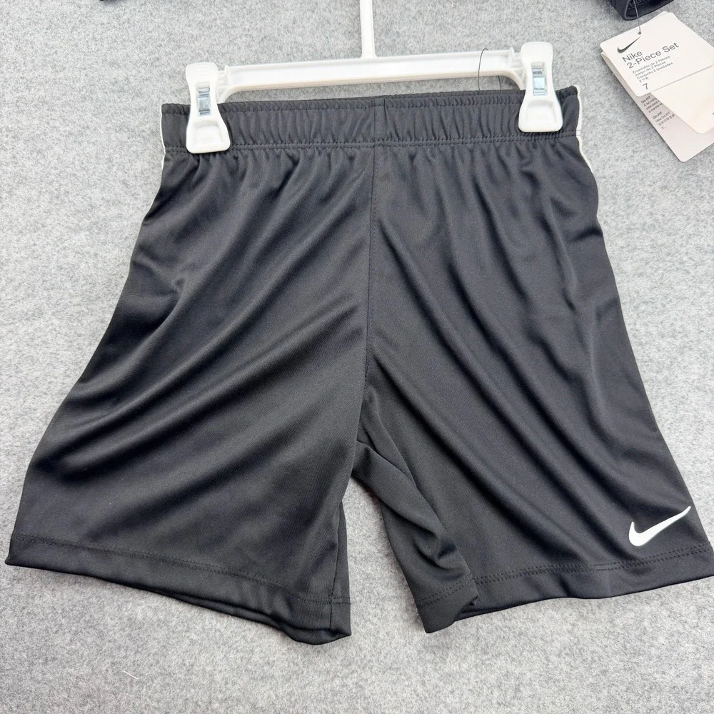 Nike Dri-FIT Boys Size 7 Black White T-Shirt Shorts 2 Piece Athletic Set NWT